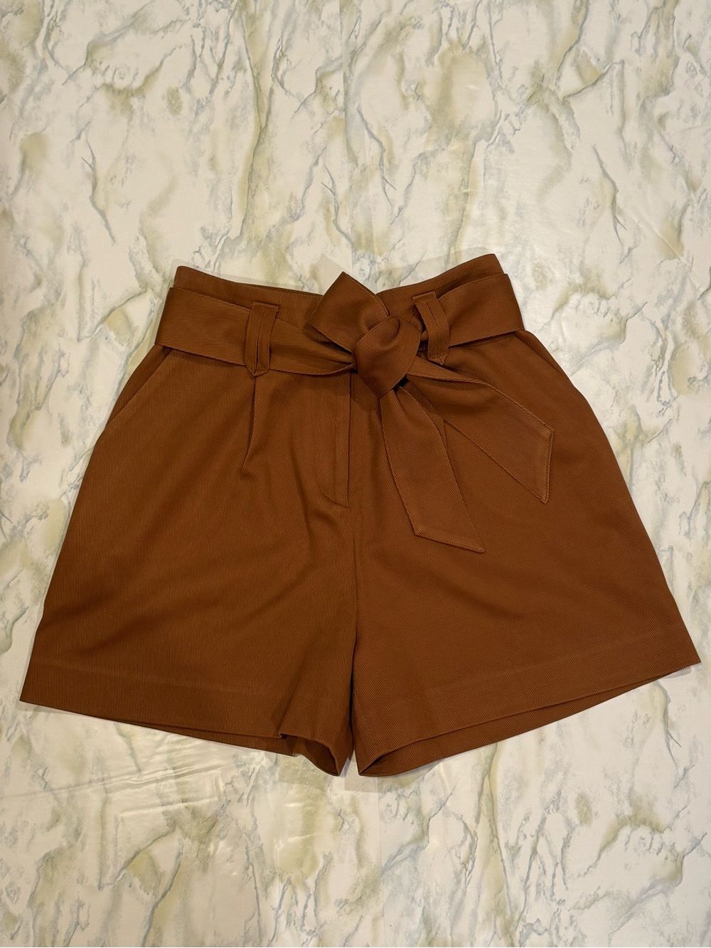 Sezane Brown Rome shorts - paperbag waist - 2